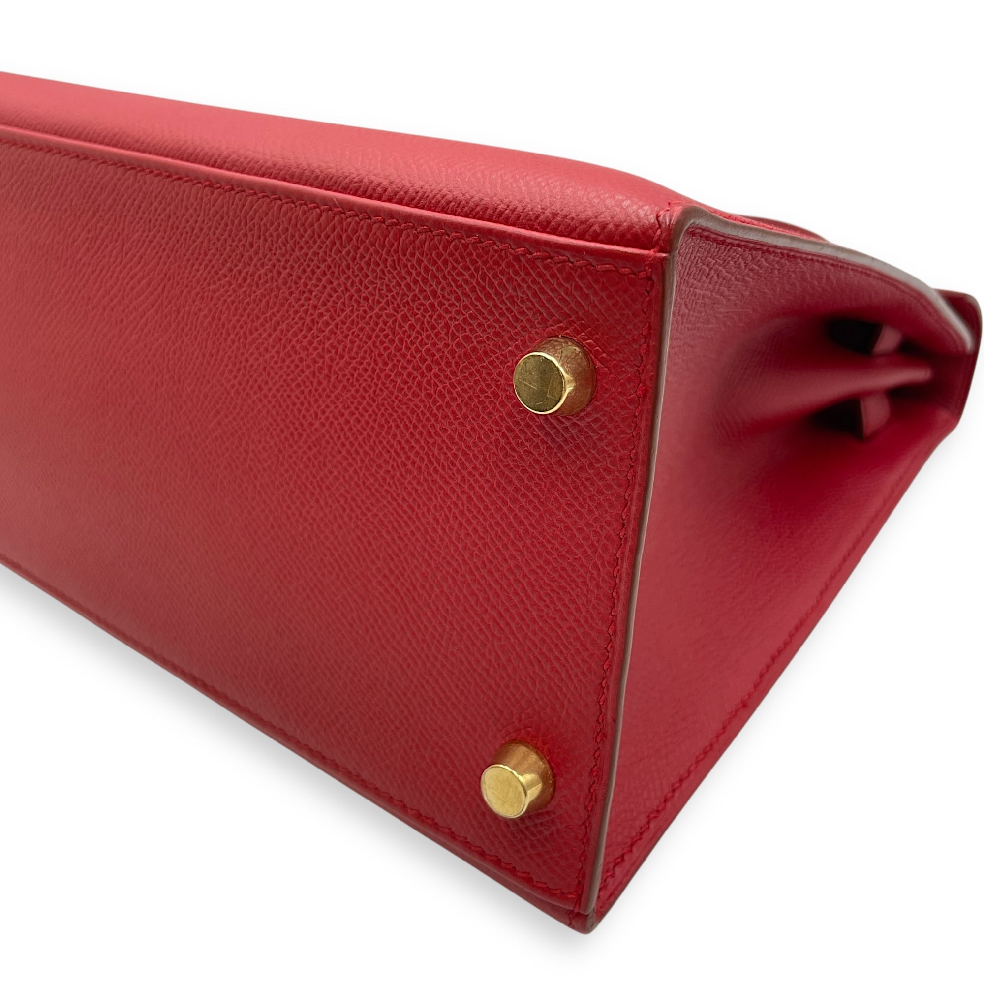 Sellier Birkin 28 Rouge Vif in Courchevel, Gold hardware