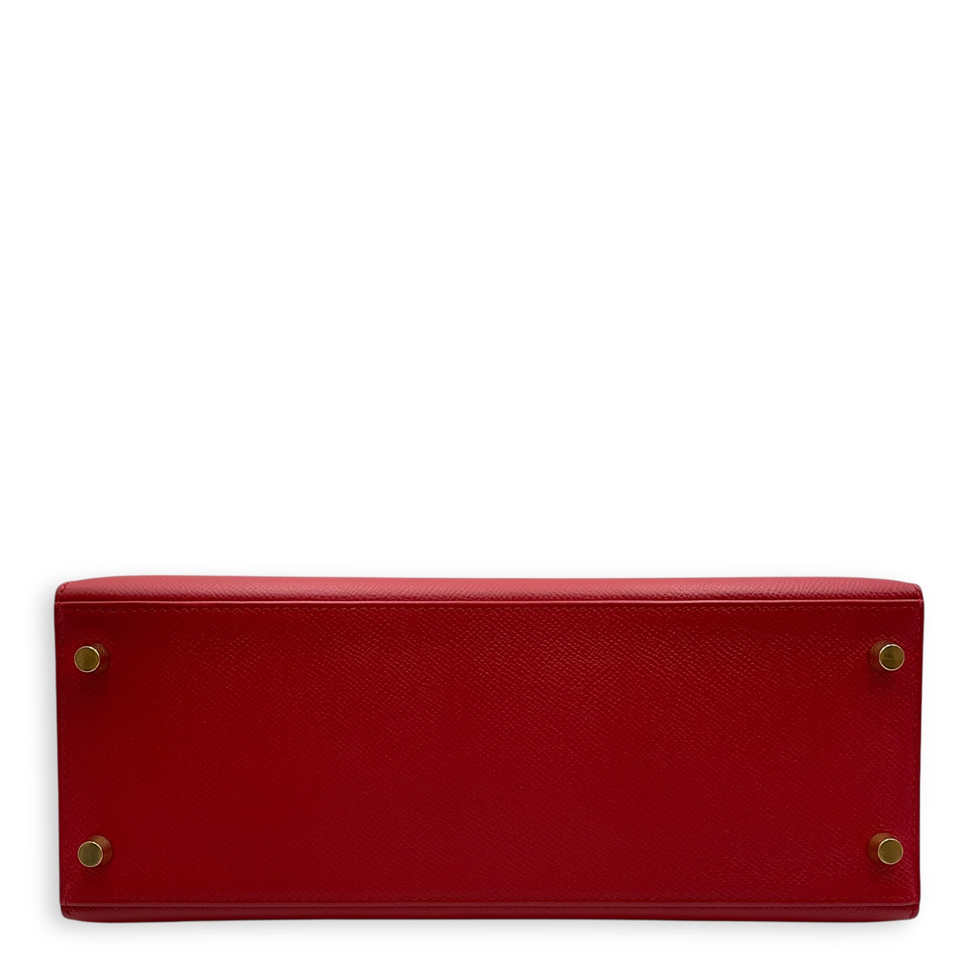 Sellier Birkin 28 Rouge Vif in Courchevel, Gold hardware