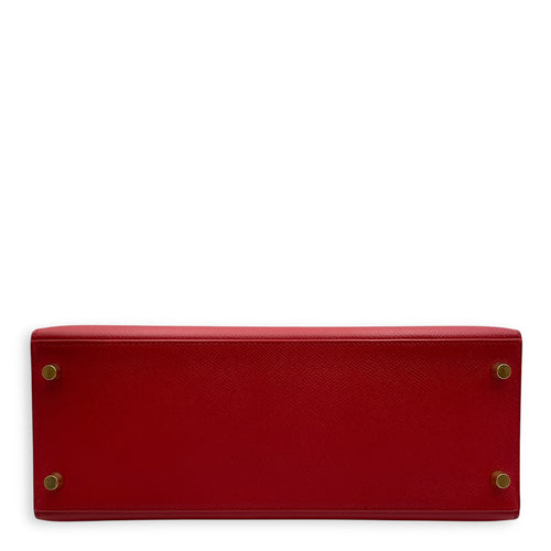 Sellier Birkin 28 Rouge Vif in Courchevel, Gold hardware