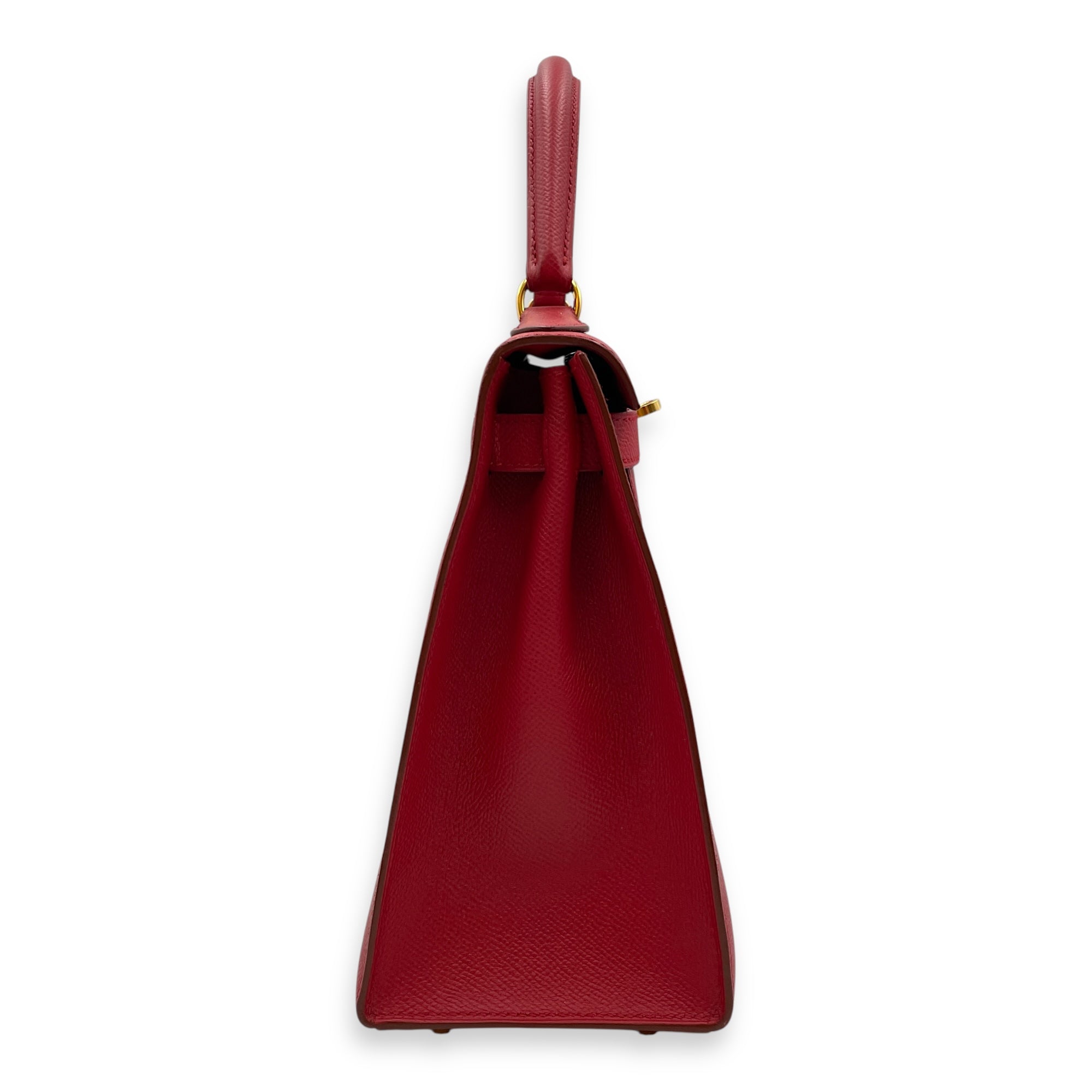 Sellier Birkin 28 Rouge Vif in Courchevel, Gold hardware