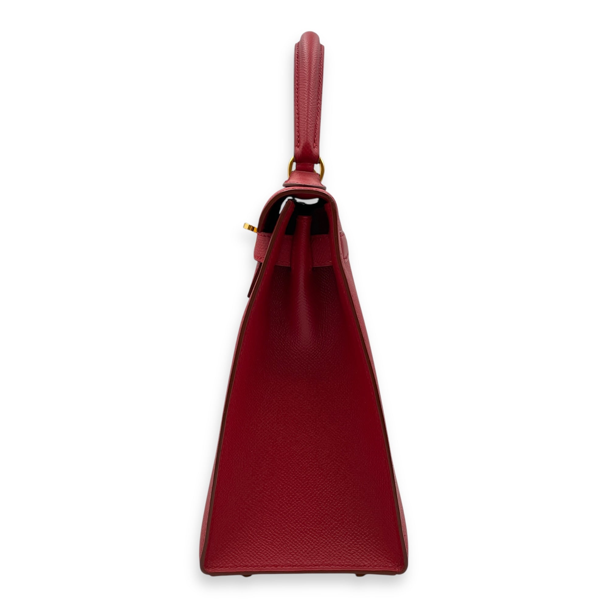 Sellier Birkin 28 Rouge Vif in Courchevel, Gold hardware