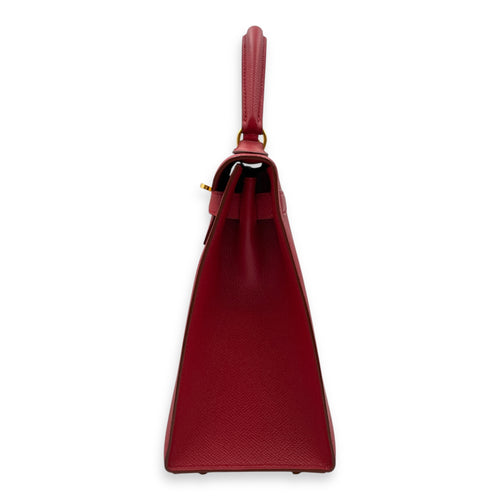 Sellier Birkin 28 Rouge Vif in Courchevel, Gold hardware