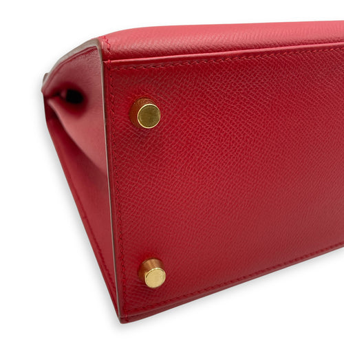 Sellier Birkin 28 Rouge Vif in Courchevel, Gold hardware