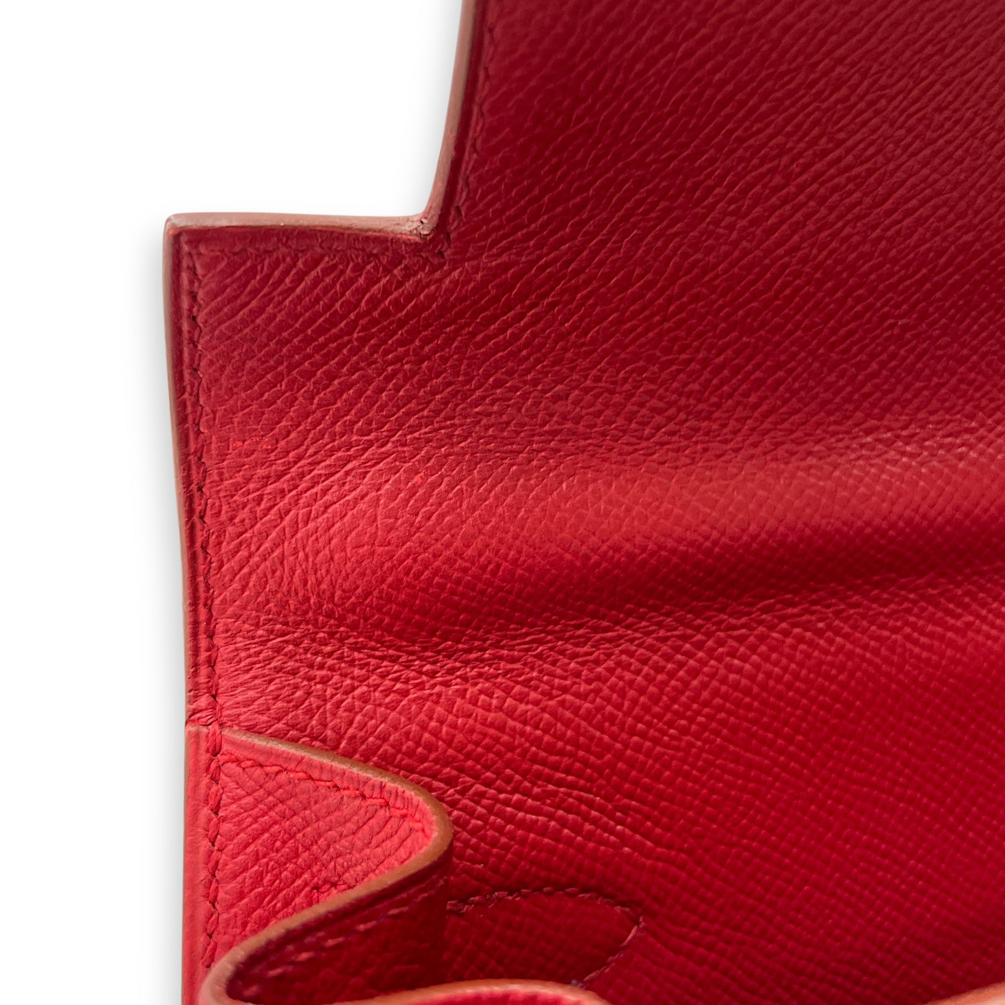 Sellier Birkin 28 Rouge Vif in Courchevel, Gold hardware