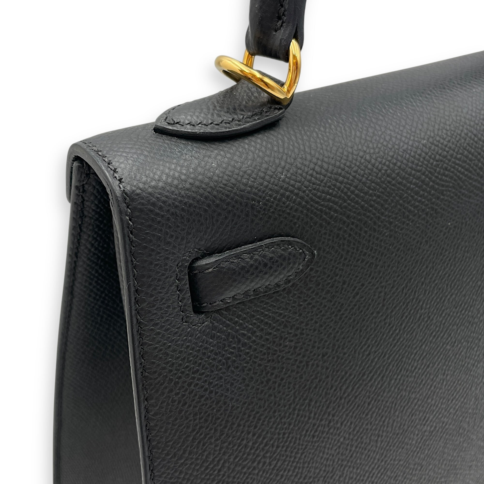 Sellier Kelly 25 Black in Epsom, Gold hardware