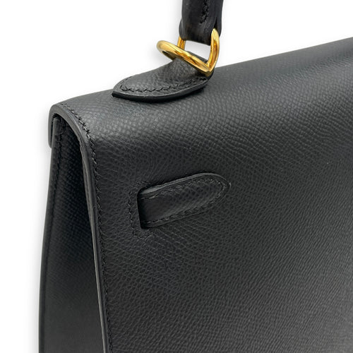 Sellier Kelly 25 Black in Epsom, Gold hardware
