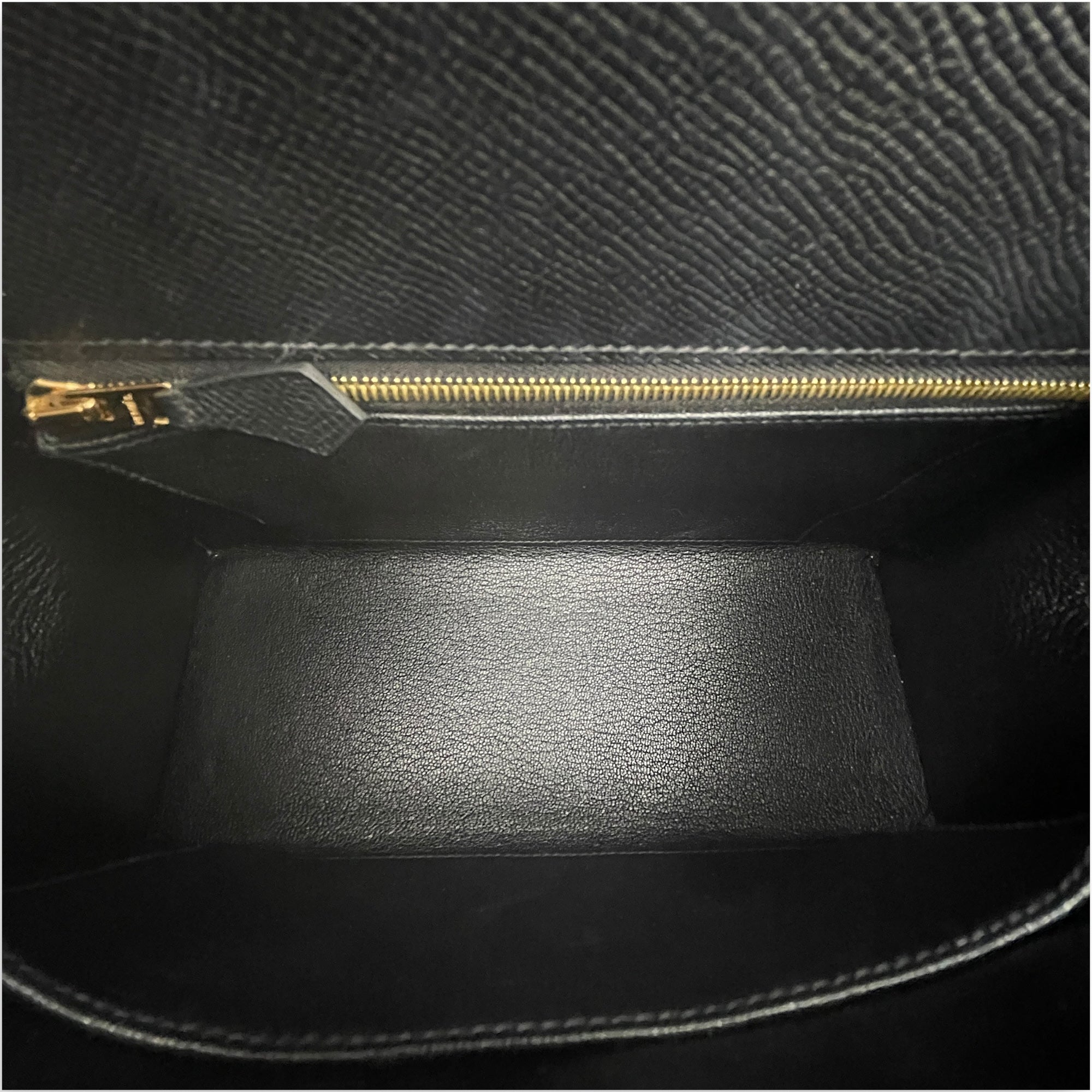 Sellier Kelly 25 Black in Epsom, Gold hardware