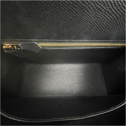 Sellier Kelly 25 Black in Epsom, Gold hardware