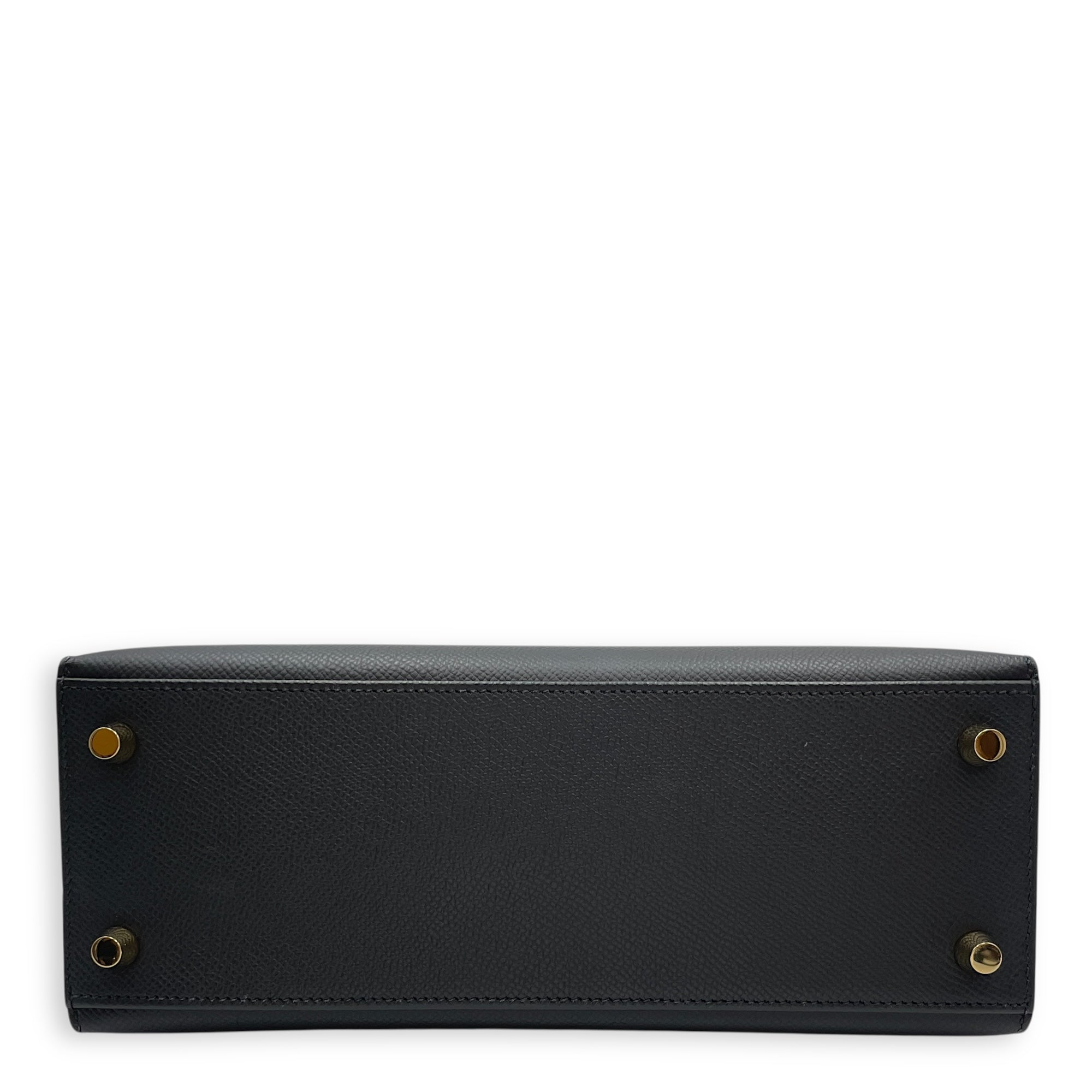 Sellier Kelly 25 Black in Epsom, Gold hardware