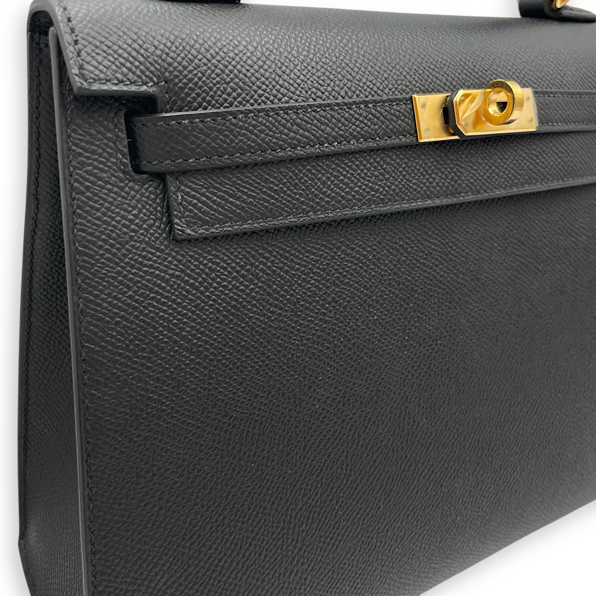 Sellier Kelly 25 Black in Epsom, Gold hardware