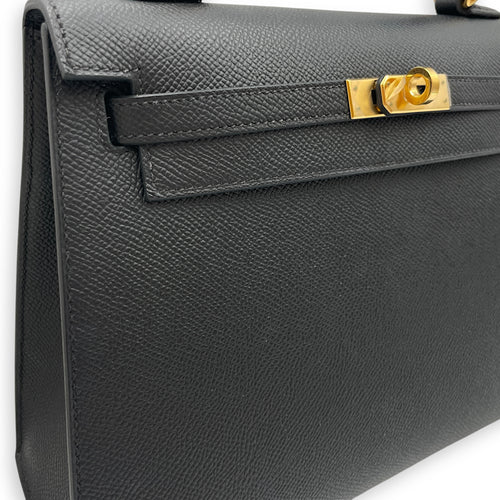 Sellier Kelly 25 Black in Epsom, Gold hardware