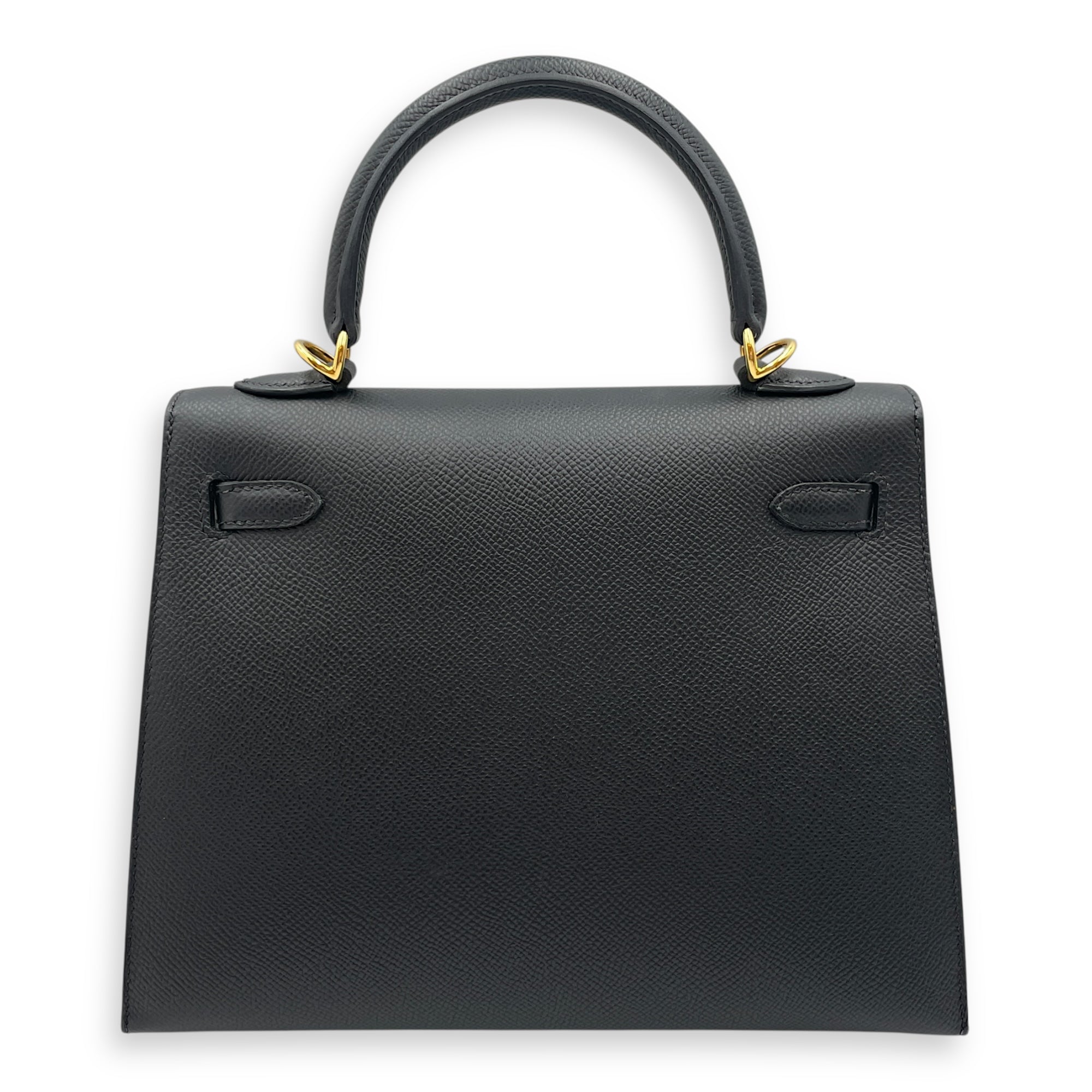 Sellier Kelly 25 Black in Epsom, Gold hardware