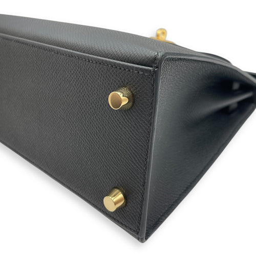 Sellier Kelly 25 Black in Epsom, Gold hardware