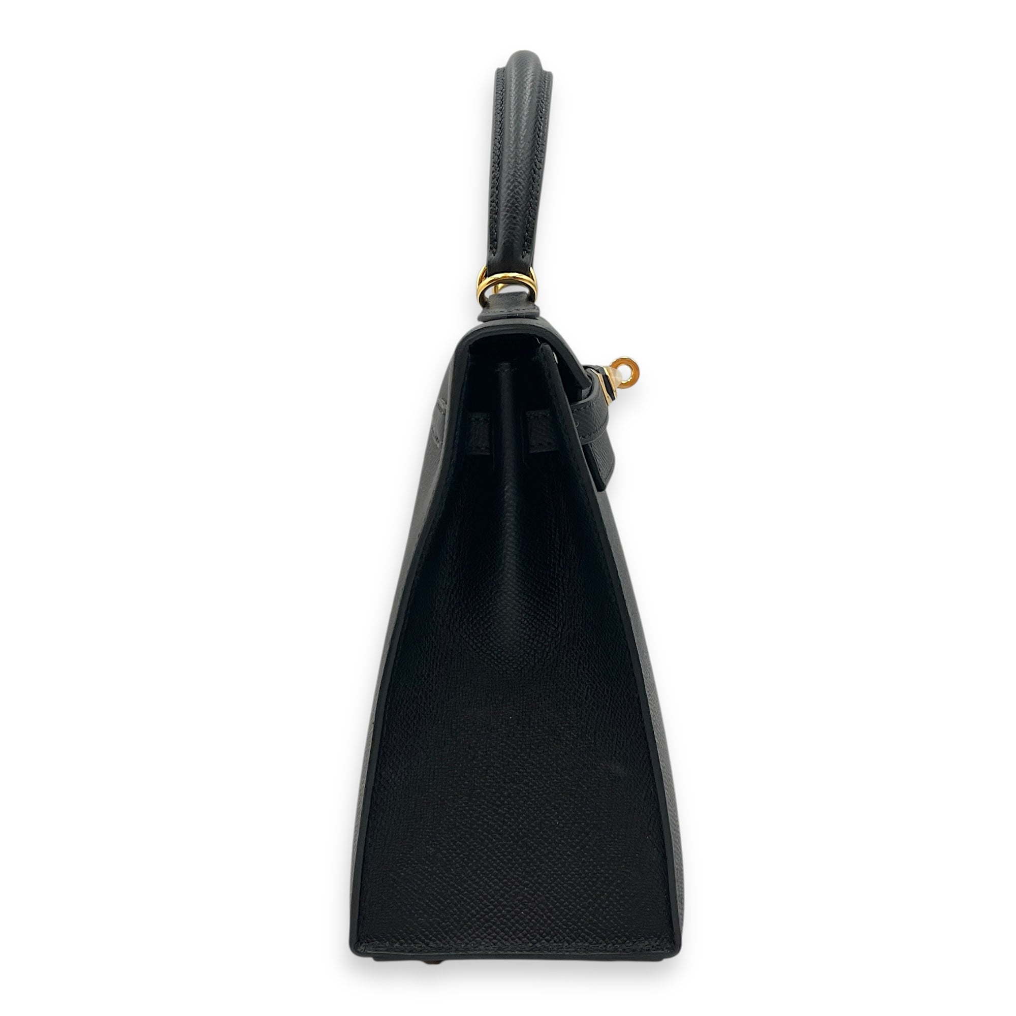 Sellier Kelly 25 Black in Epsom, Gold hardware