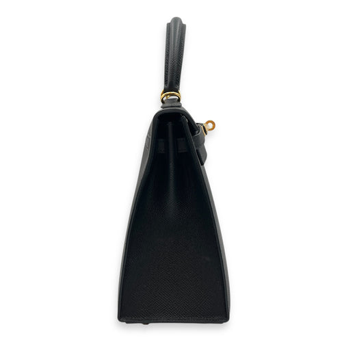 Sellier Kelly 25 Black in Epsom, Gold hardware