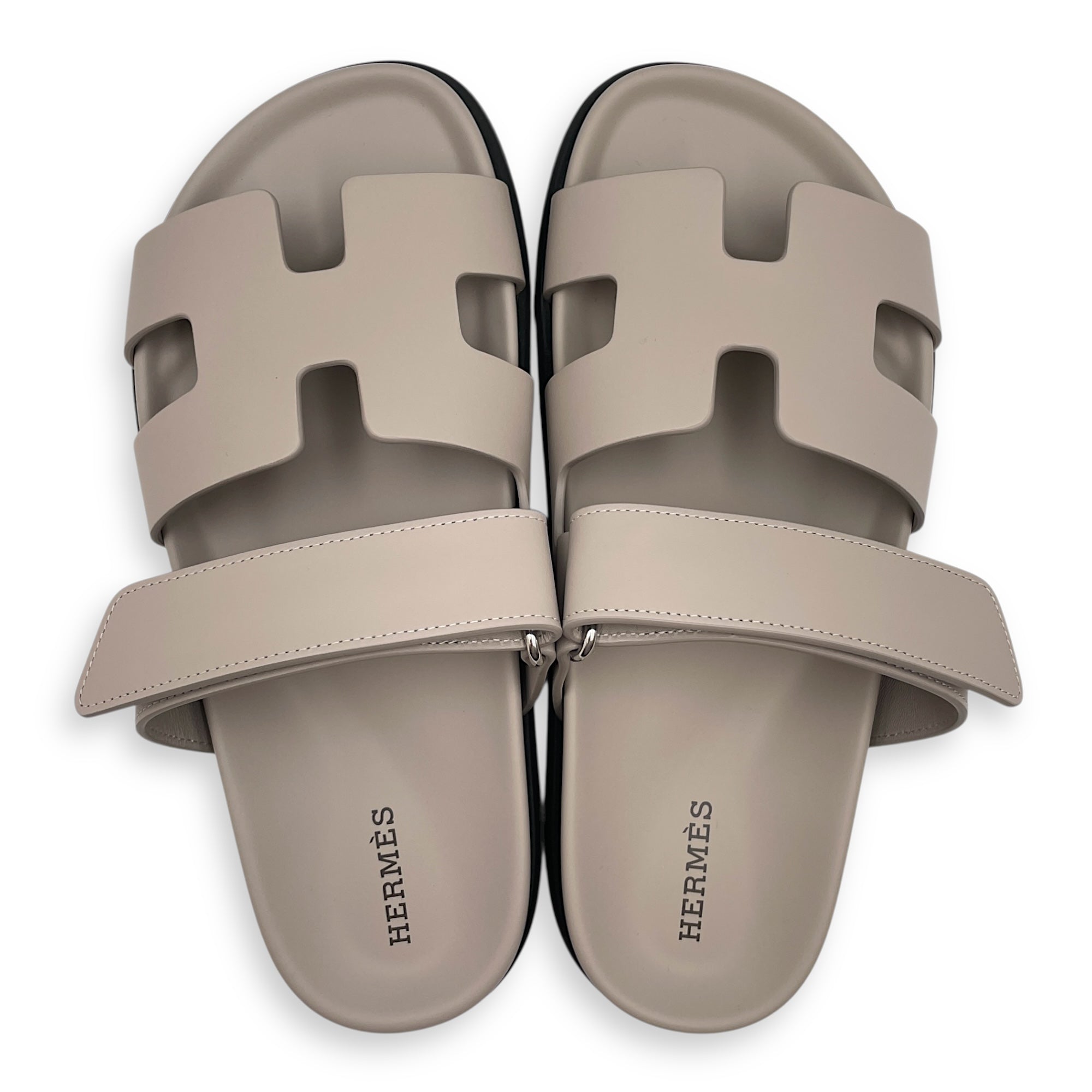 Chypre 37 Beige Galet Sandals in Calfskin