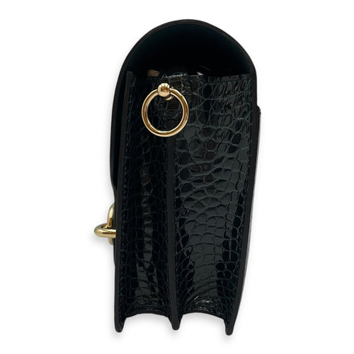 Roulis Mini Vert Rousseau in Shiny Alligator, Permabrass hardware