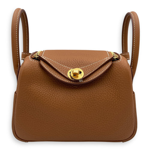 Lindy II Mini Gold in Clemence, Gold hardware