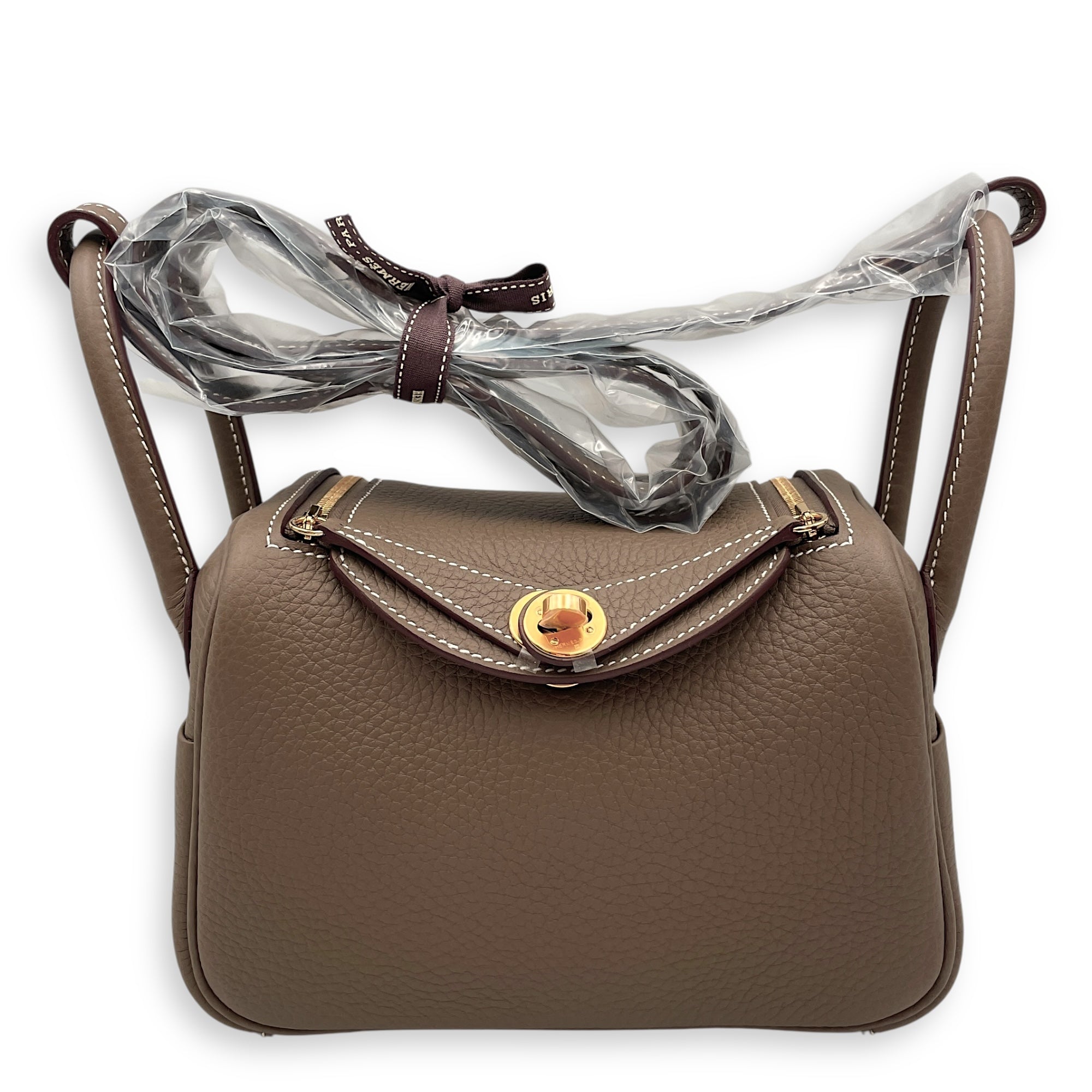 Lindy II Mini Etoupe in Clemence, Gold hardware