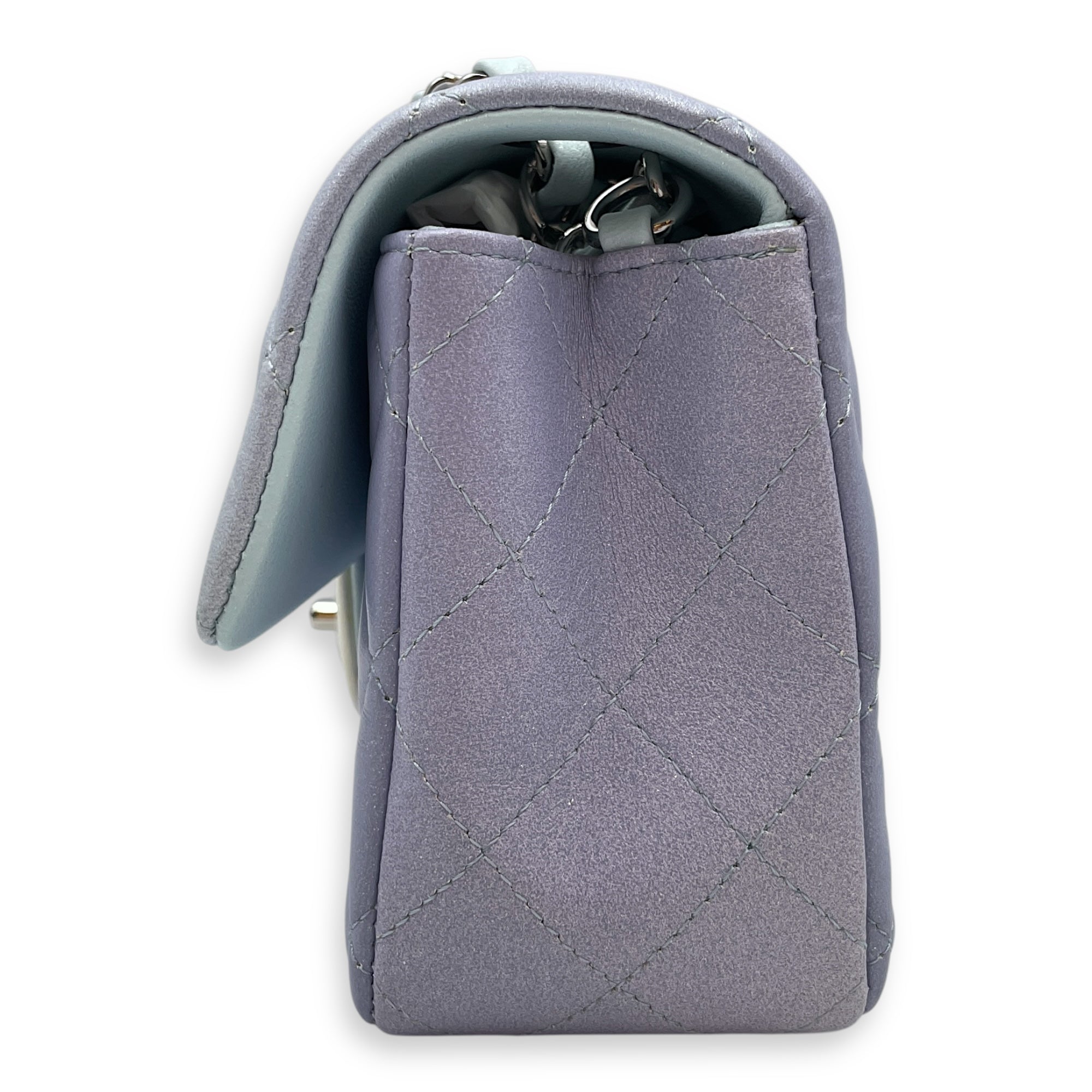 Rectangle Mini Ombre Blue Flap Bag in Lambskin, Silver hardware