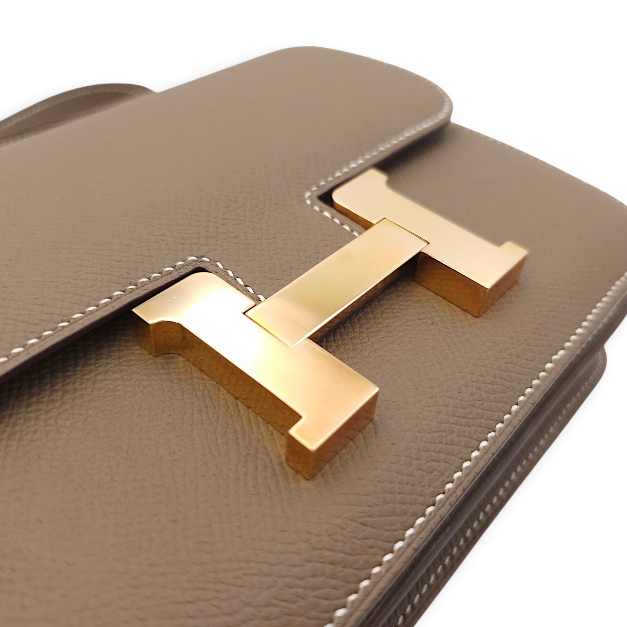 Constance Mirror 18 Etoupe in Epsom, Rose Gold hardware