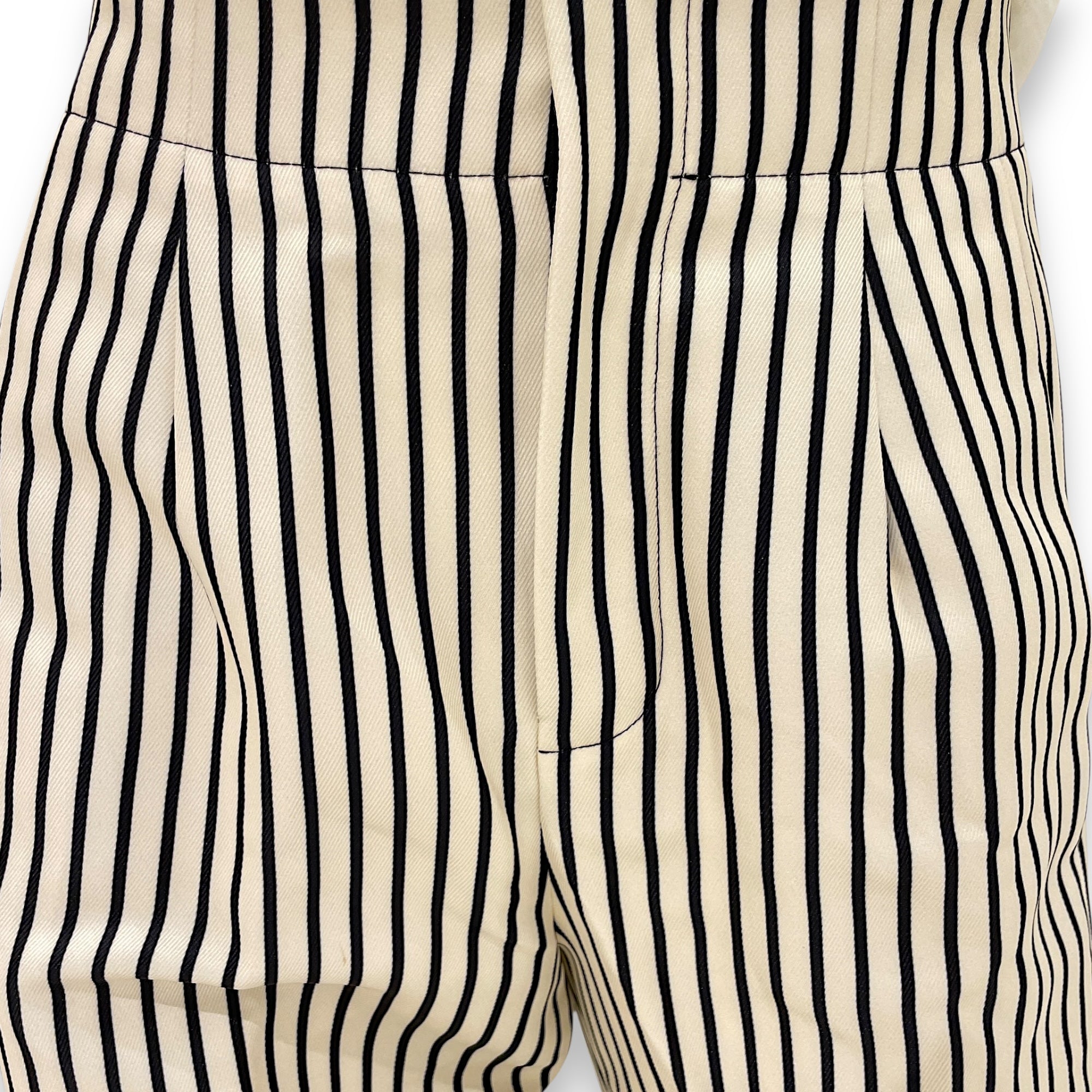 Striped Long Pants 34 White/Black Ready-To-Wear in Polyester, Gold hardware