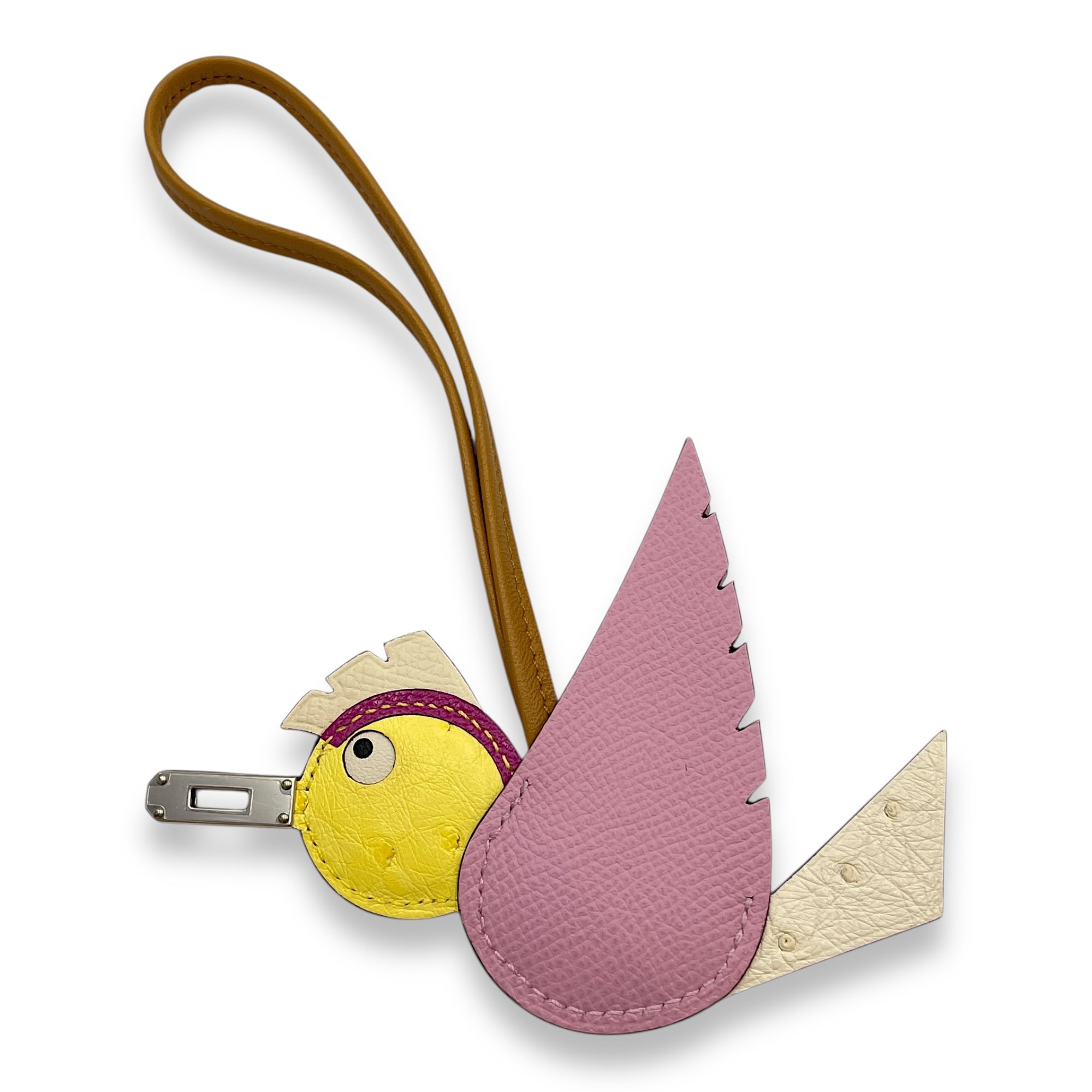 Birdy Nata/Mauve Sylvestre/Jaune Citron/Sesame Charm in Epsom/Swift/Ostrich, Palladium hardware