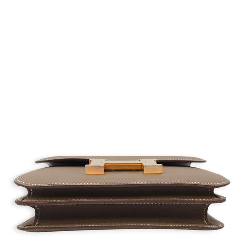 Constance Mirror 18 Etoupe in Epsom, Rose Gold hardware