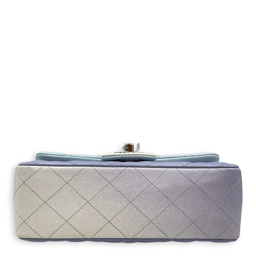 Rectangle Mini Ombre Blue Flap Bag in Lambskin, Silver hardware