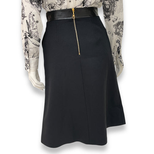 A Line Skirt 36 Black Ready-To-Wear in Polyester, Gold hardware