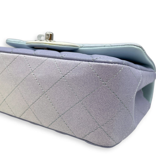 Rectangle Mini Ombre Blue Flap Bag in Lambskin, Silver hardware