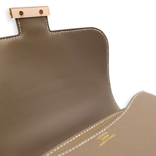 Constance Mirror 18 Etoupe in Epsom, Rose Gold hardware