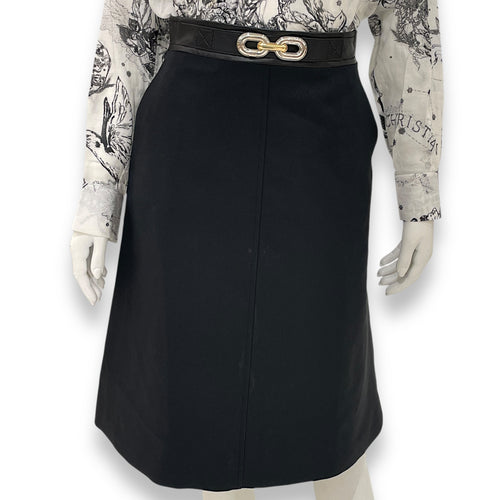 A Line Skirt 36 Black Ready-To-Wear in Polyester, Gold hardware