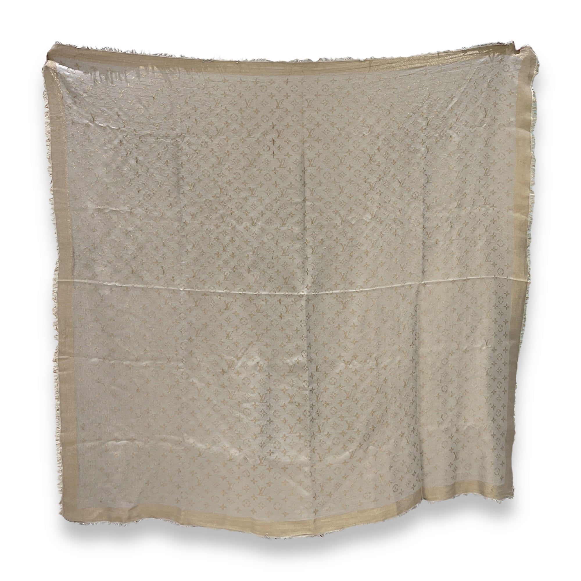 Monogram Classic 133cm x 127cm Grey Shawl in Cashmere