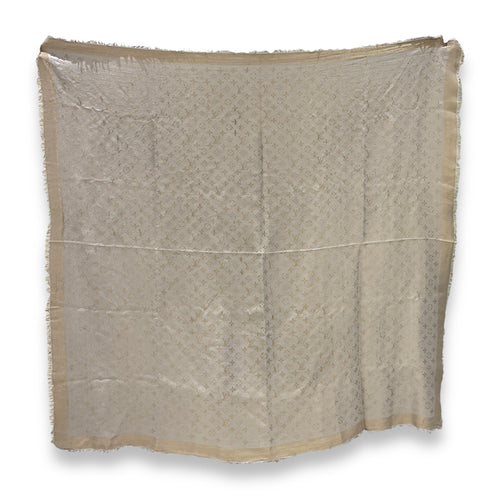 Monogram Classic 133cm x 127cm Grey Shawl in Cashmere