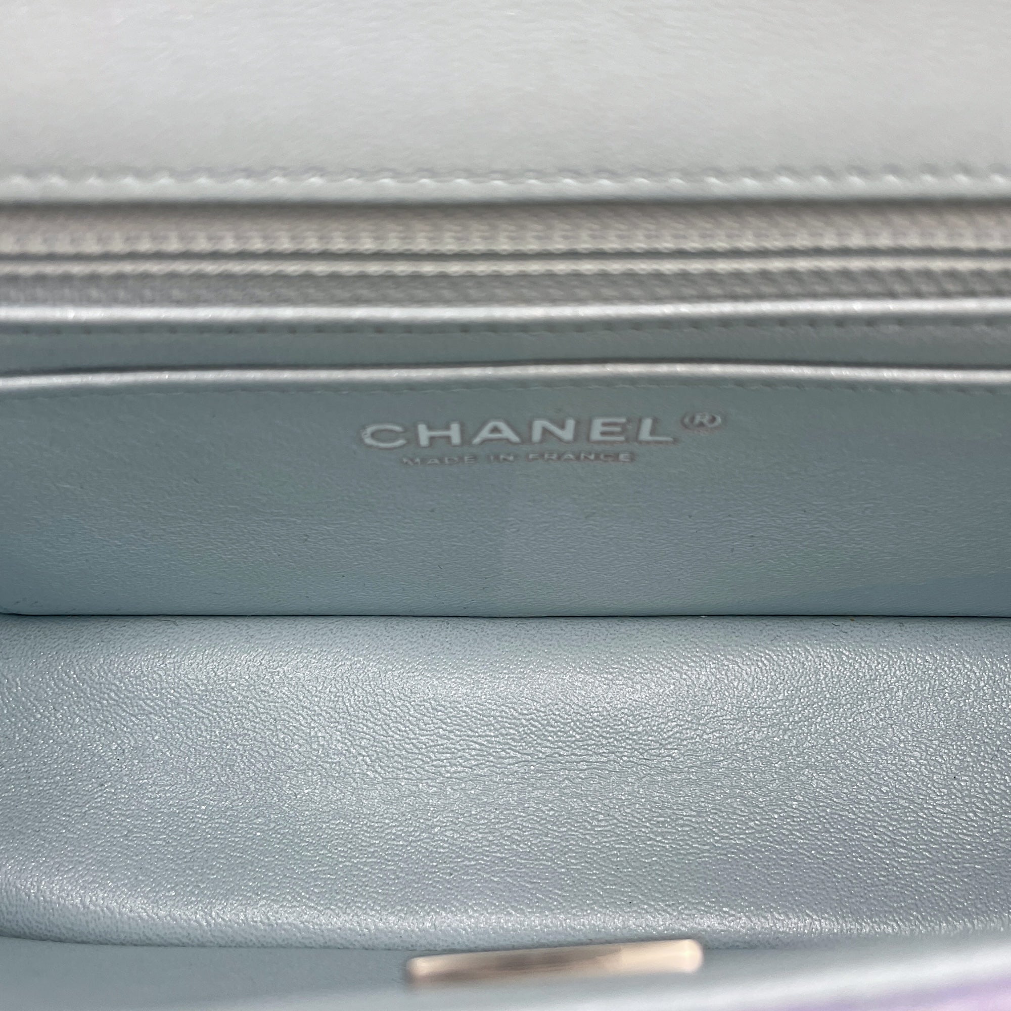 Rectangle Mini Ombre Blue Flap Bag in Lambskin, Silver hardware