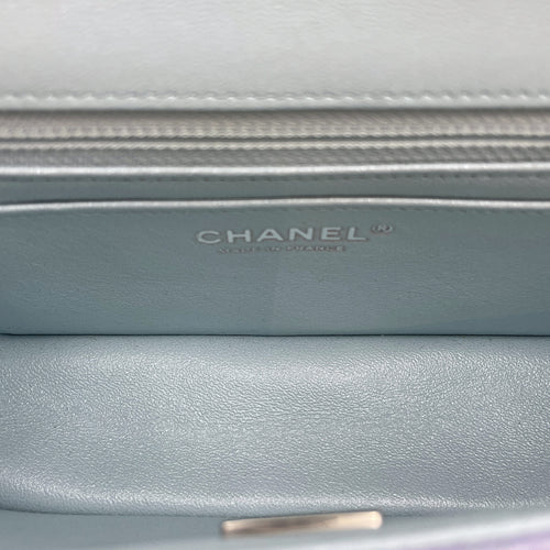 Rectangle Mini Ombre Blue Flap Bag in Lambskin, Silver hardware