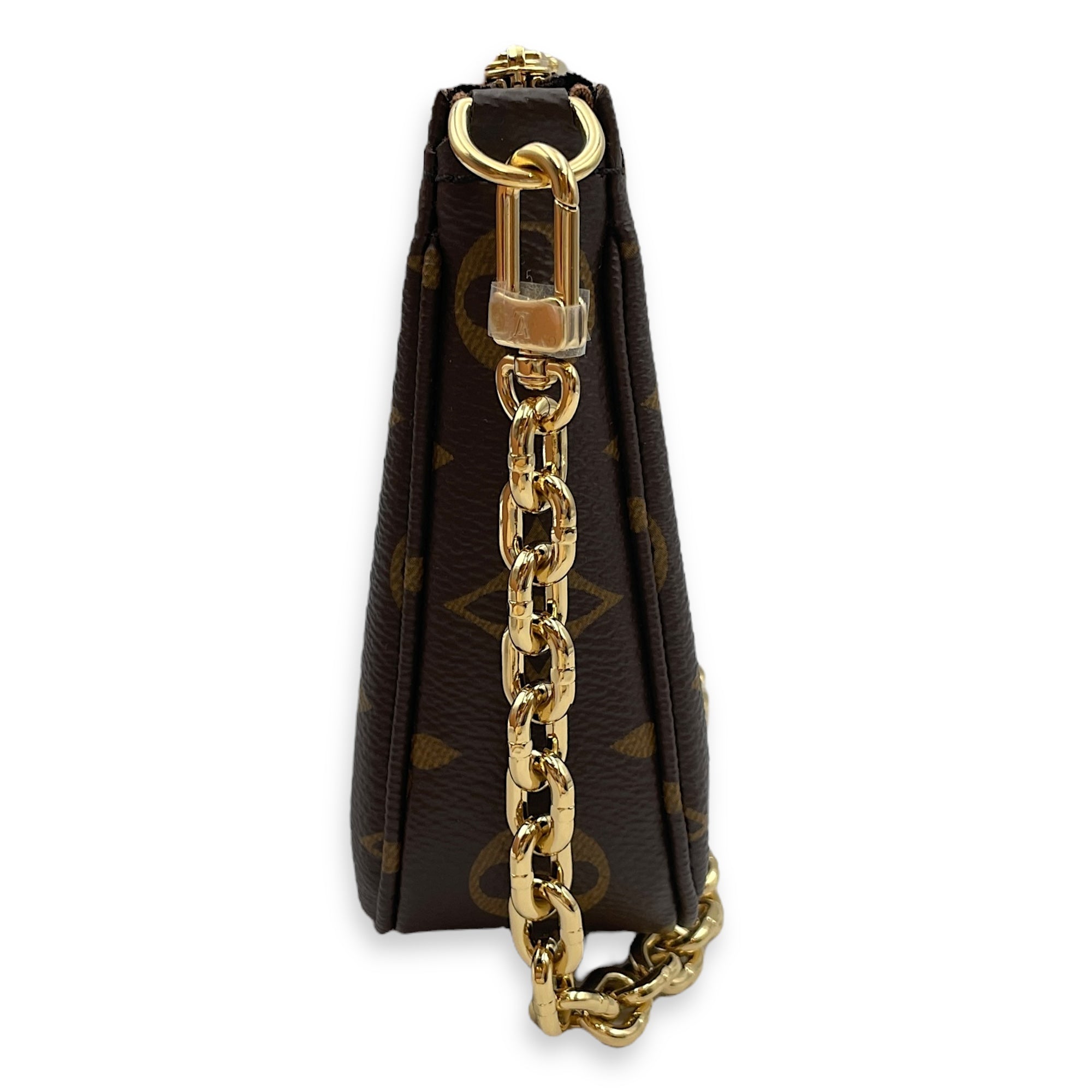 Pochette Monogram Brown Shoulder Bag in Canvas, Gold hardware