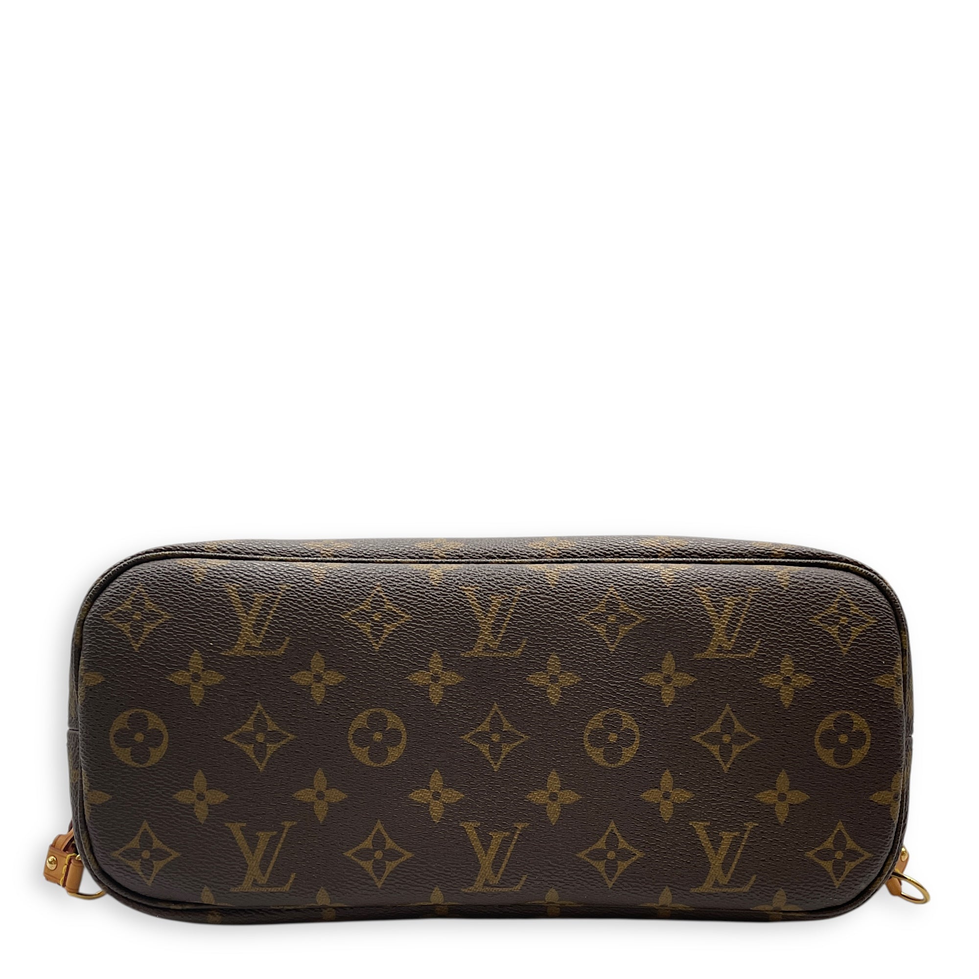 Neverfull PM Monogram Brown Top Handle Bag in Canvas, Gold hardware