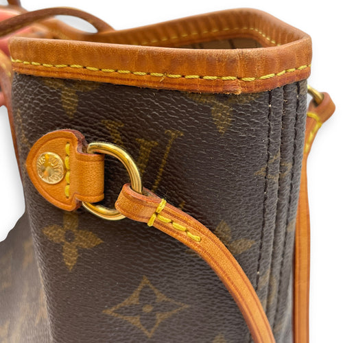 Neverfull PM Monogram Brown Top Handle Bag in Canvas, Gold hardware