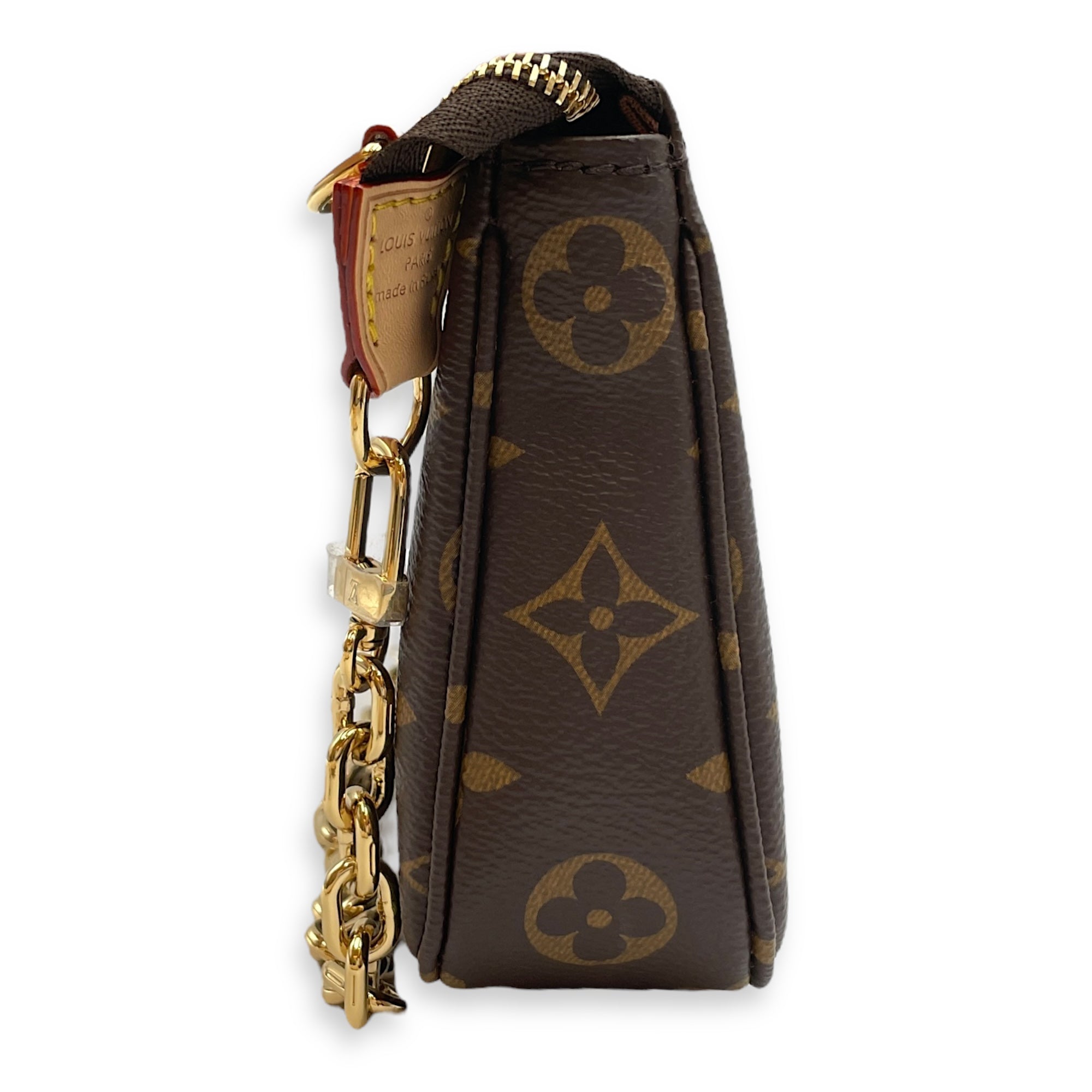 Pochette Monogram Brown Shoulder Bag in Canvas, Gold hardware