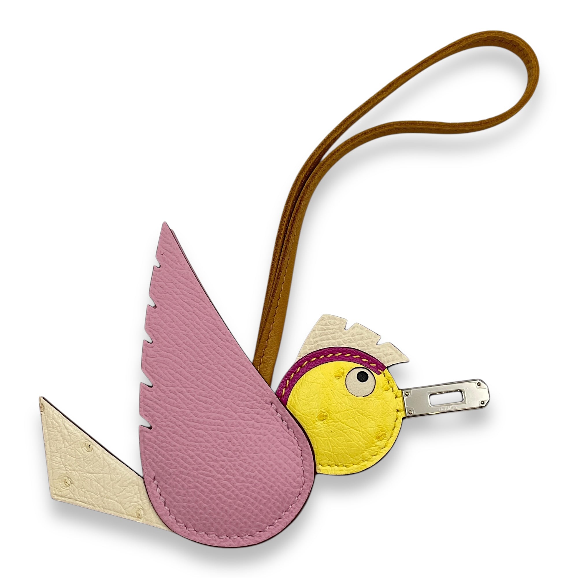 Birdy Nata/Mauve Sylvestre/Jaune Citron/Sesame Charm in Epsom/Swift/Ostrich, Palladium hardware