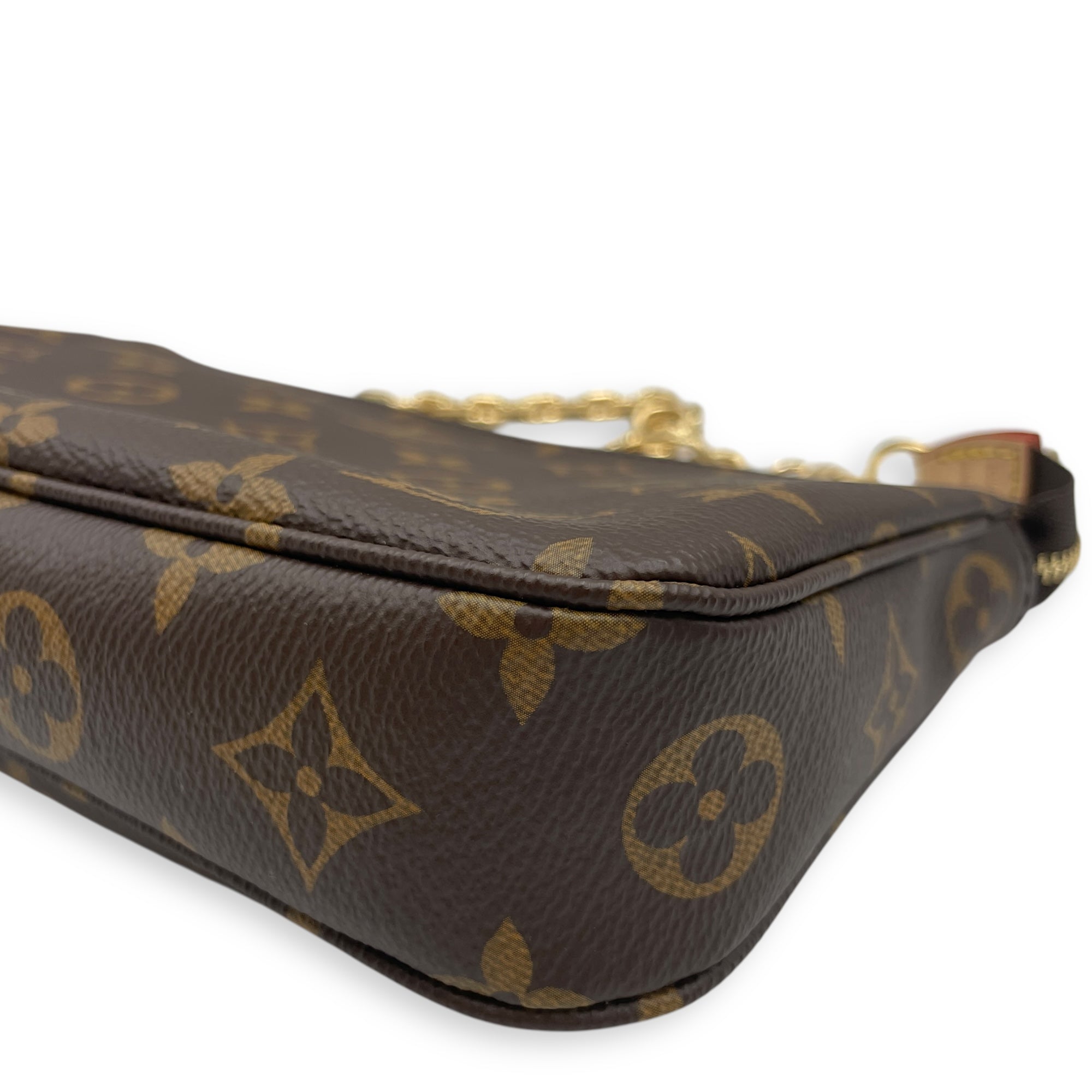 Pochette Monogram Brown Shoulder Bag in Canvas, Gold hardware