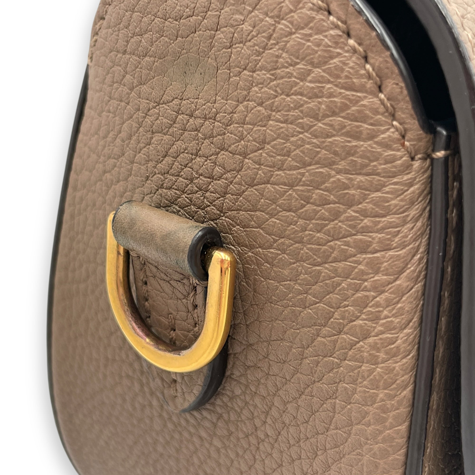 Flori PM Taupe Shoulder Bag in Calfskin, Gold hardware