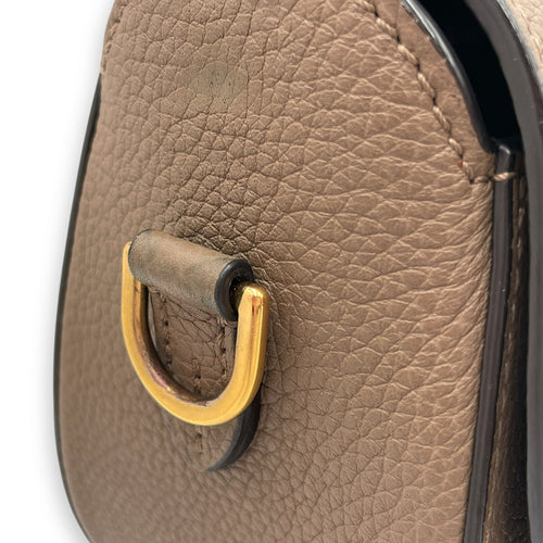 Flori PM Taupe Shoulder Bag in Calfskin, Gold hardware