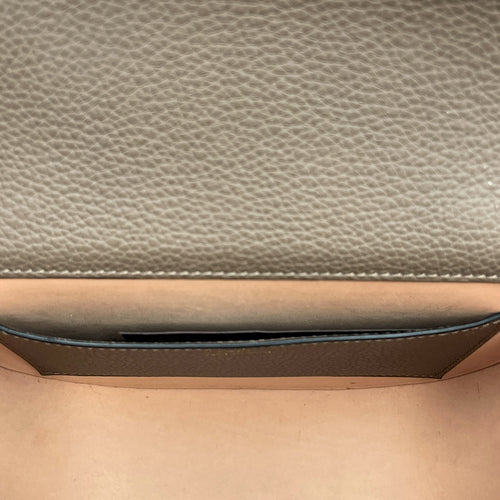 Flori PM Taupe Shoulder Bag in Calfskin, Gold hardware