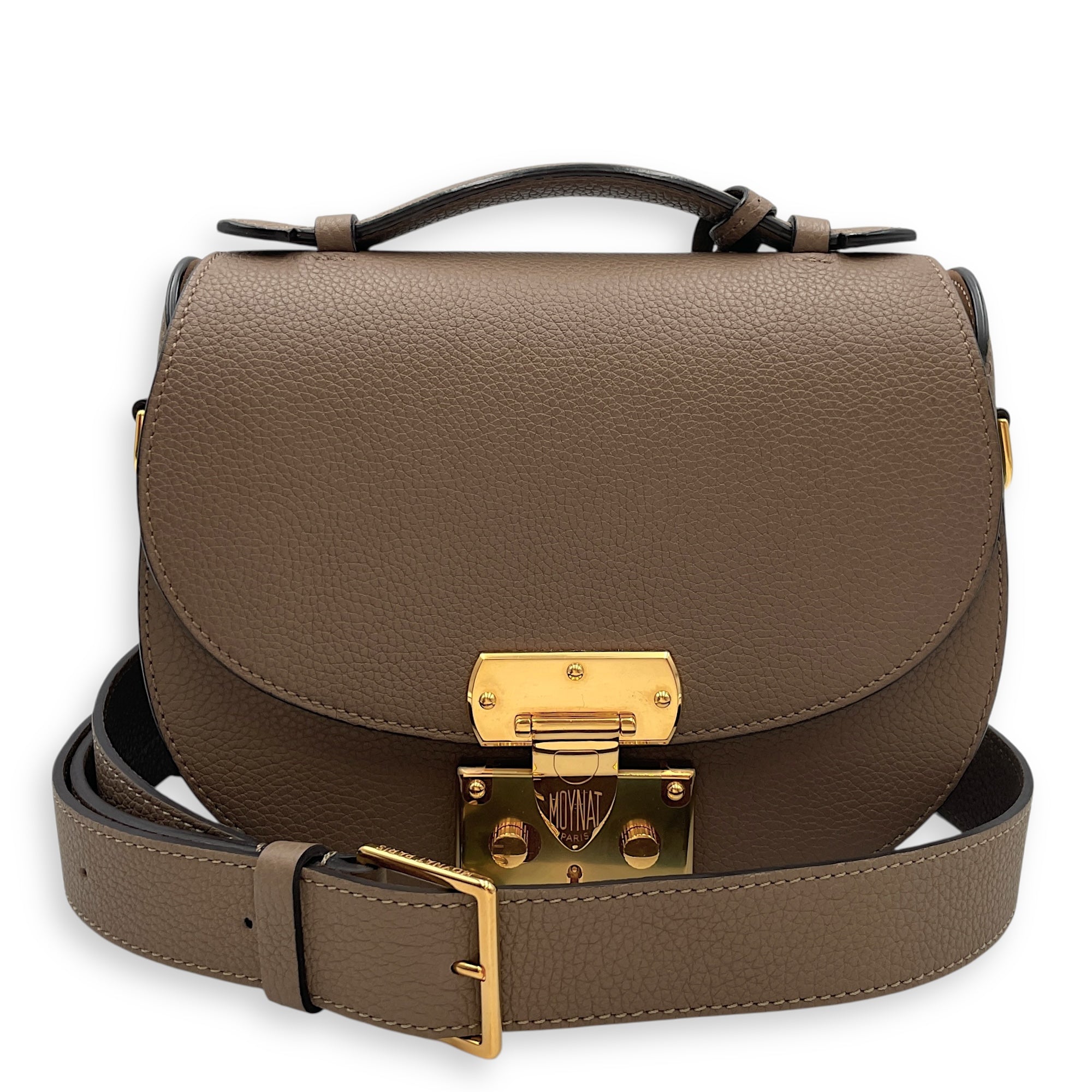 Flori PM Taupe Shoulder Bag in Calfskin, Gold hardware