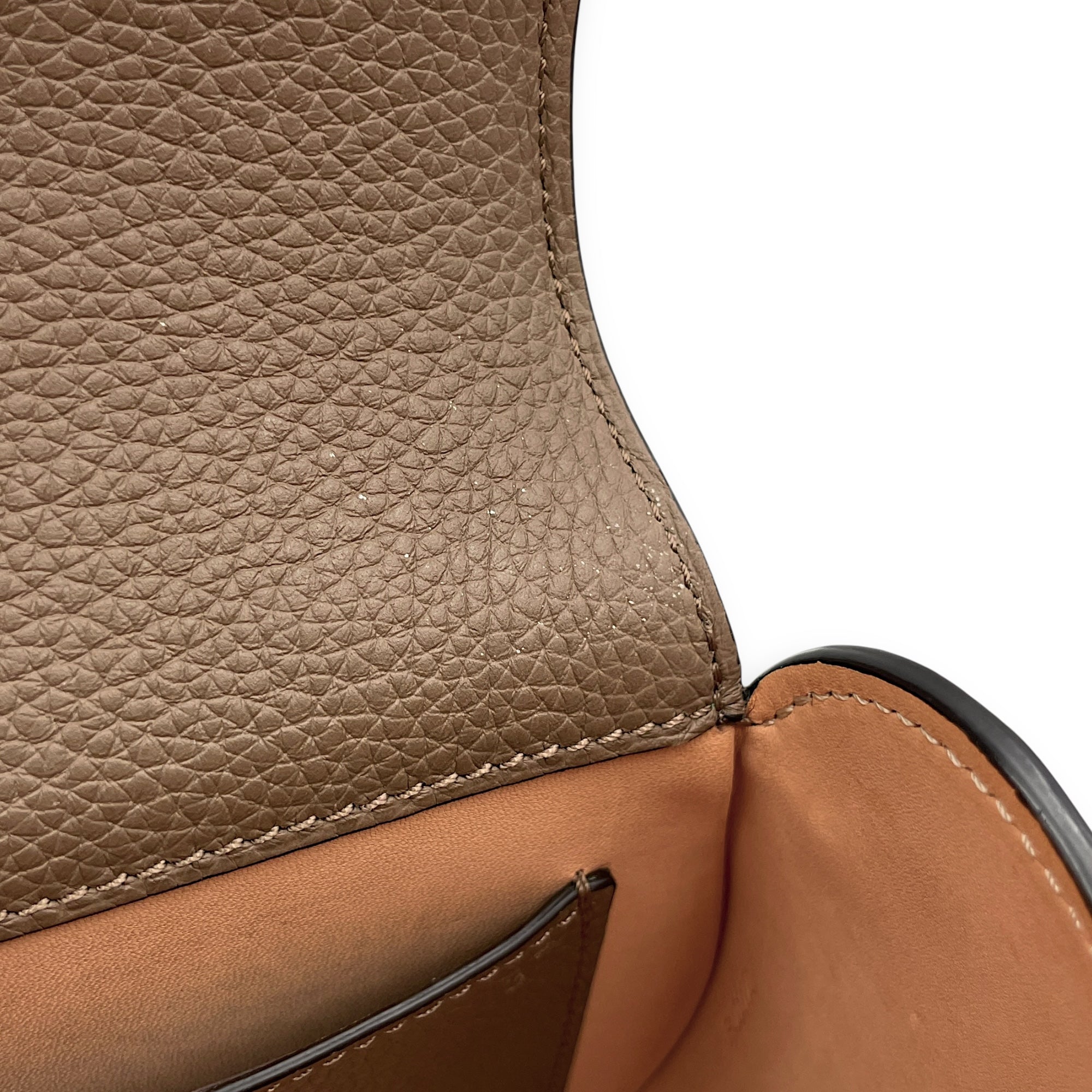 Flori PM Taupe Shoulder Bag in Calfskin, Gold hardware