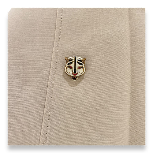 Tiger Head Crystal Button A Line Skirt 38 Cream Ready-To-Wear