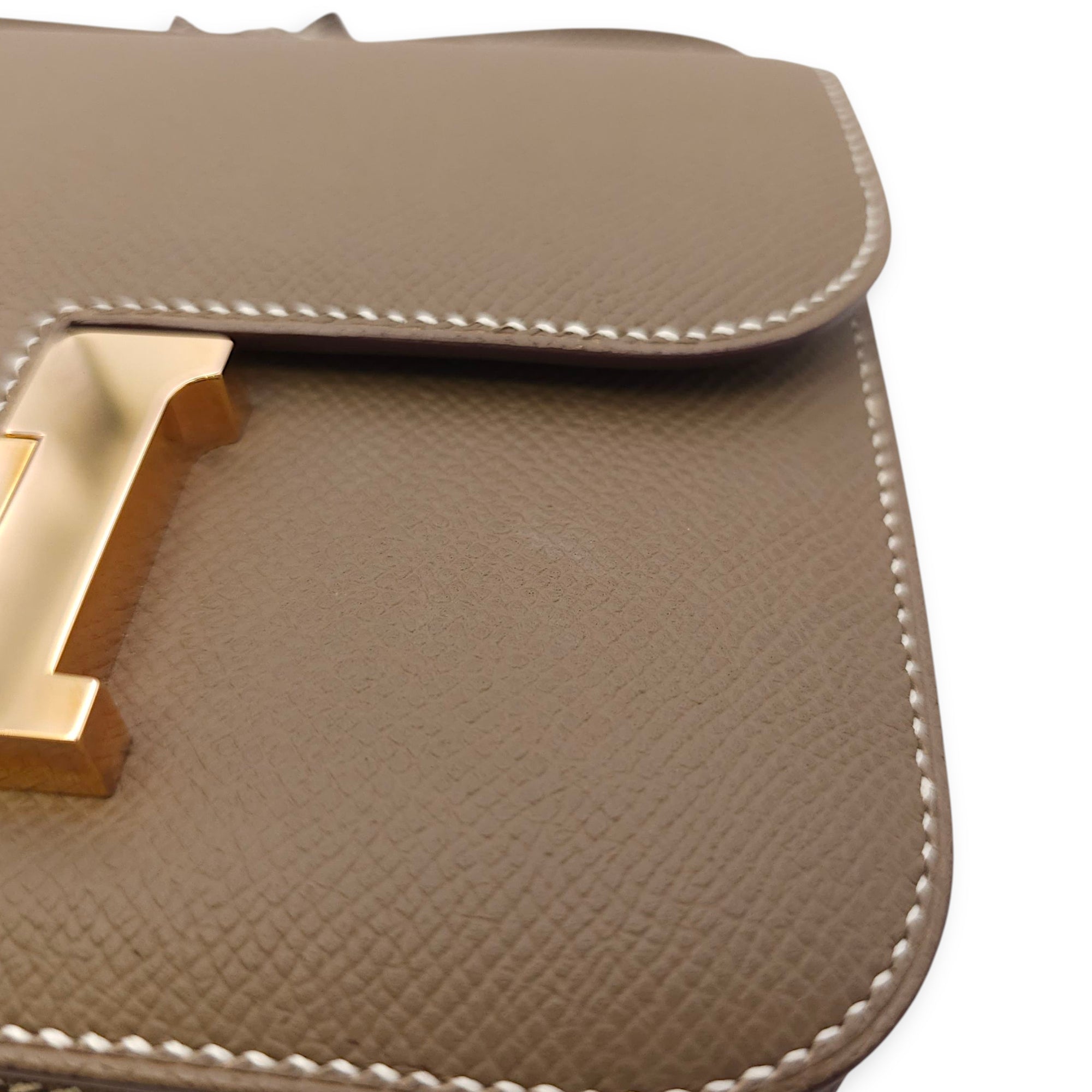 Constance Mirror 18 Etoupe in Epsom, Rose Gold hardware